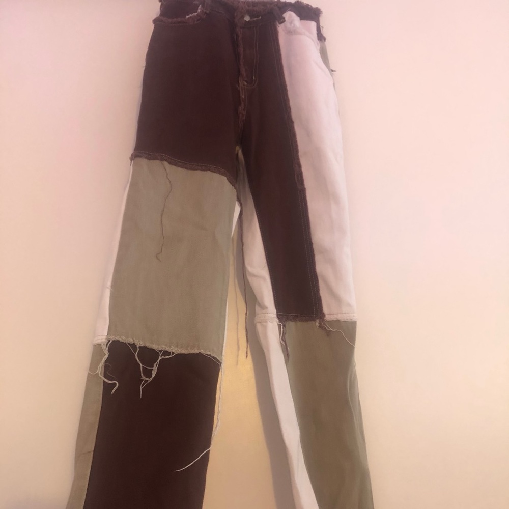 Brown Patchwork Jeans - image 2
